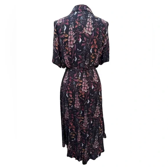 Floral Black Button Down Dress - Picture 4 of 10